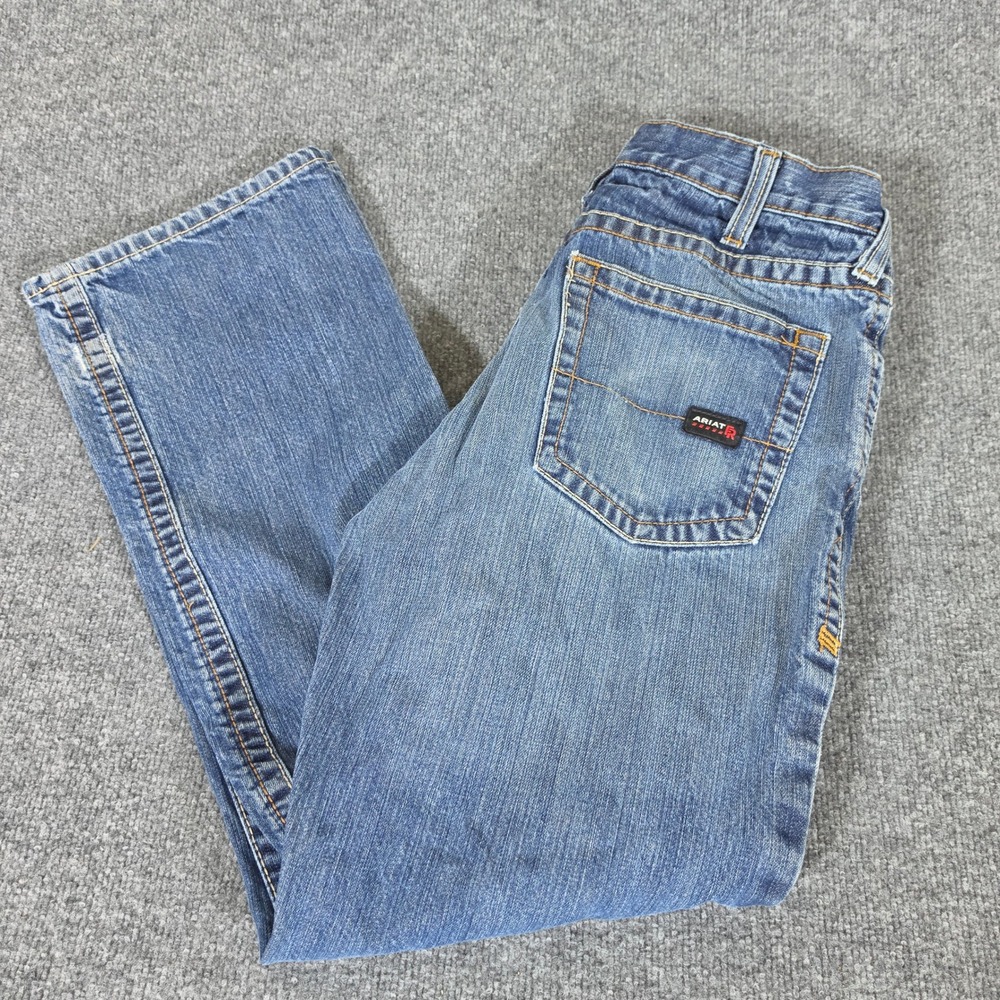 Ariat FR M4 Low Rise Boot Cut Jeans Mens Blue Tagged 33x32 Actual 32x28 Work
